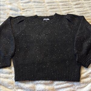 Vylette Black Crew Neck Sweater with Ribbed Detailing size small